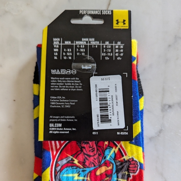 NWT Under Armour Performance Heat Gear Crew Collectors Superman Socks Size M - Picture 4 of 4